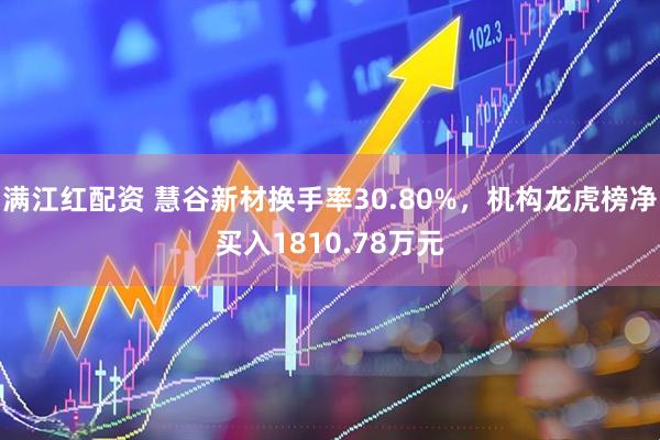 满江红配资 慧谷新材换手率30.80%，机构龙虎榜净买入1810.78万元