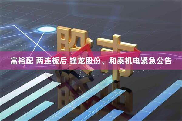 富裕配 两连板后 锋龙股份、和泰机电紧急公告